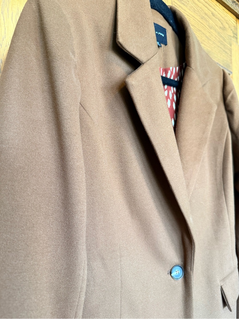 tea n rose Brown Pea Coat with Classic Lapel